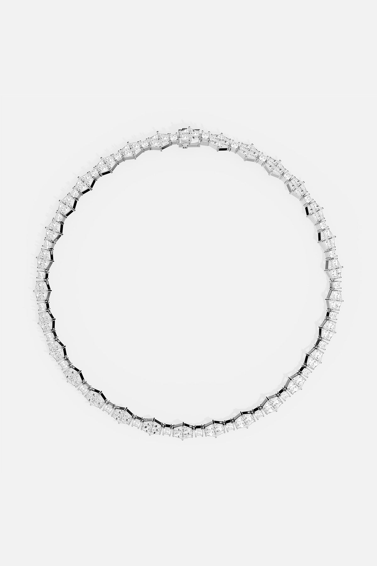 APM Monaco necklace, a luminous line of brilliance in rhodium finish.