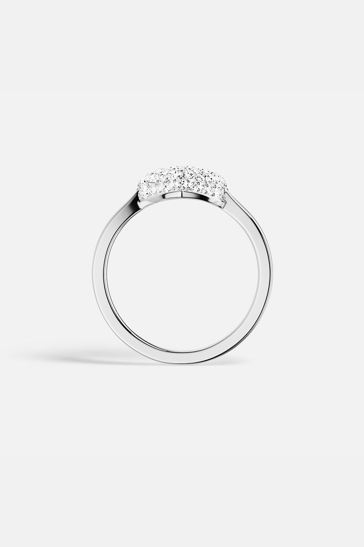 APM MONACO silver ring with a heart-shaped stones on a white background