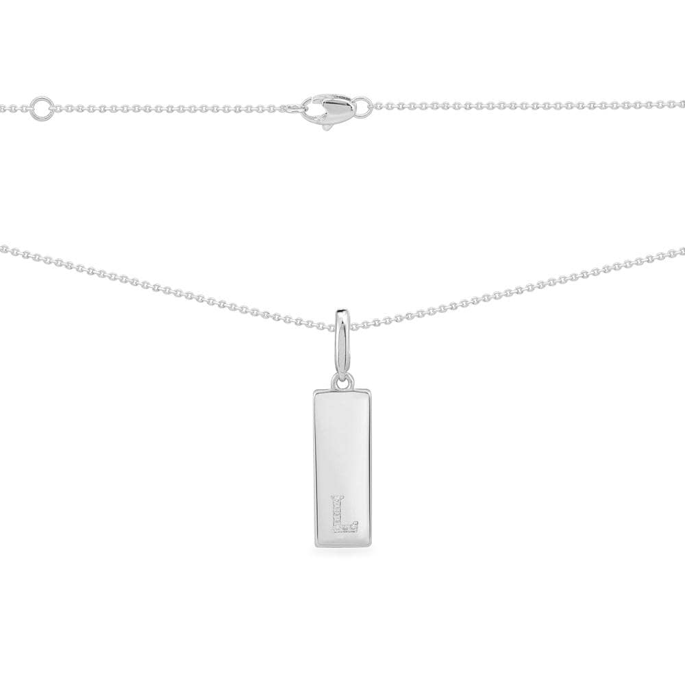 Necklaces APM Monaco, white metal chain with a slim rectangular pendant.