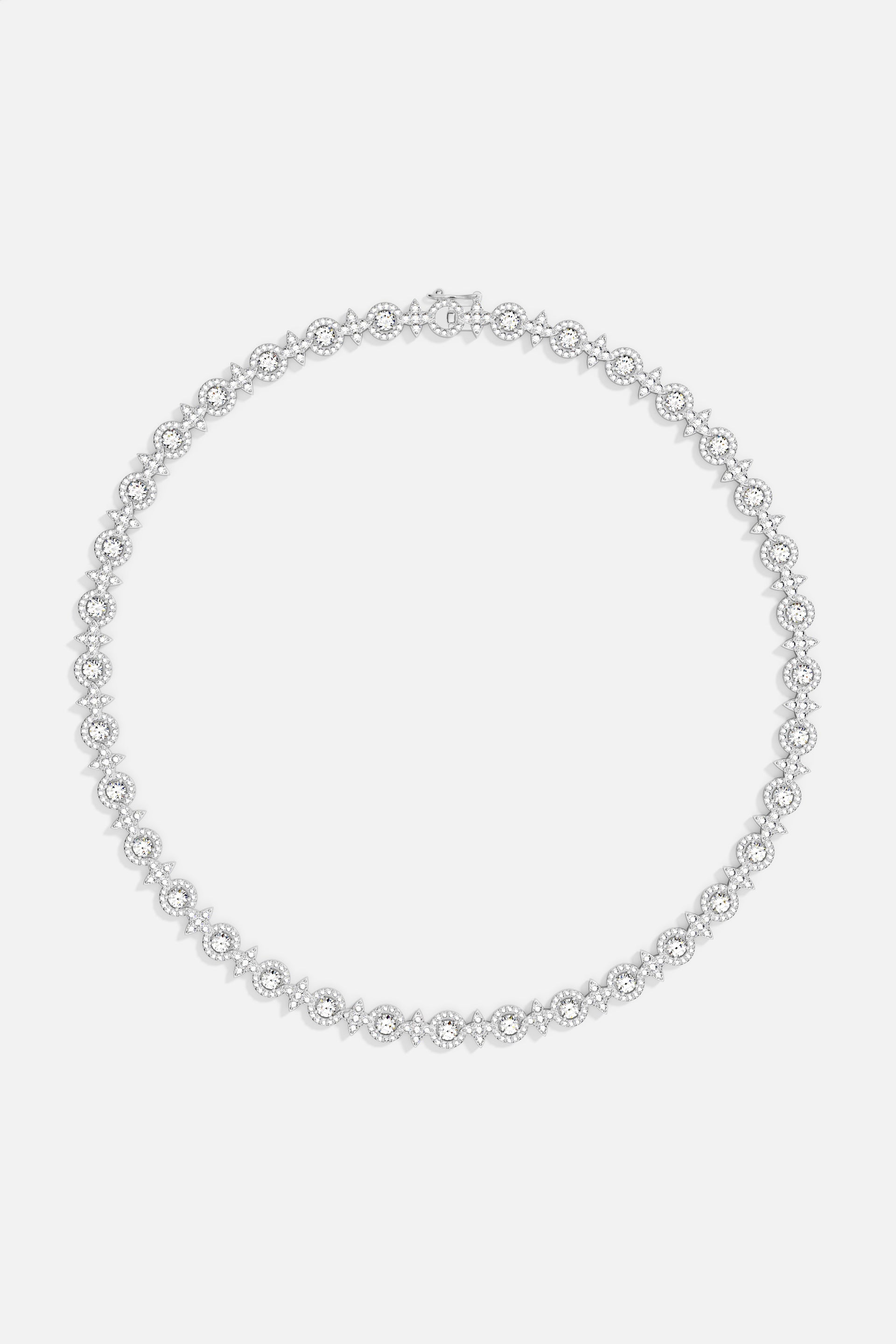 Necklaces APM Monaco, white pavé-diamond circle-link choker.