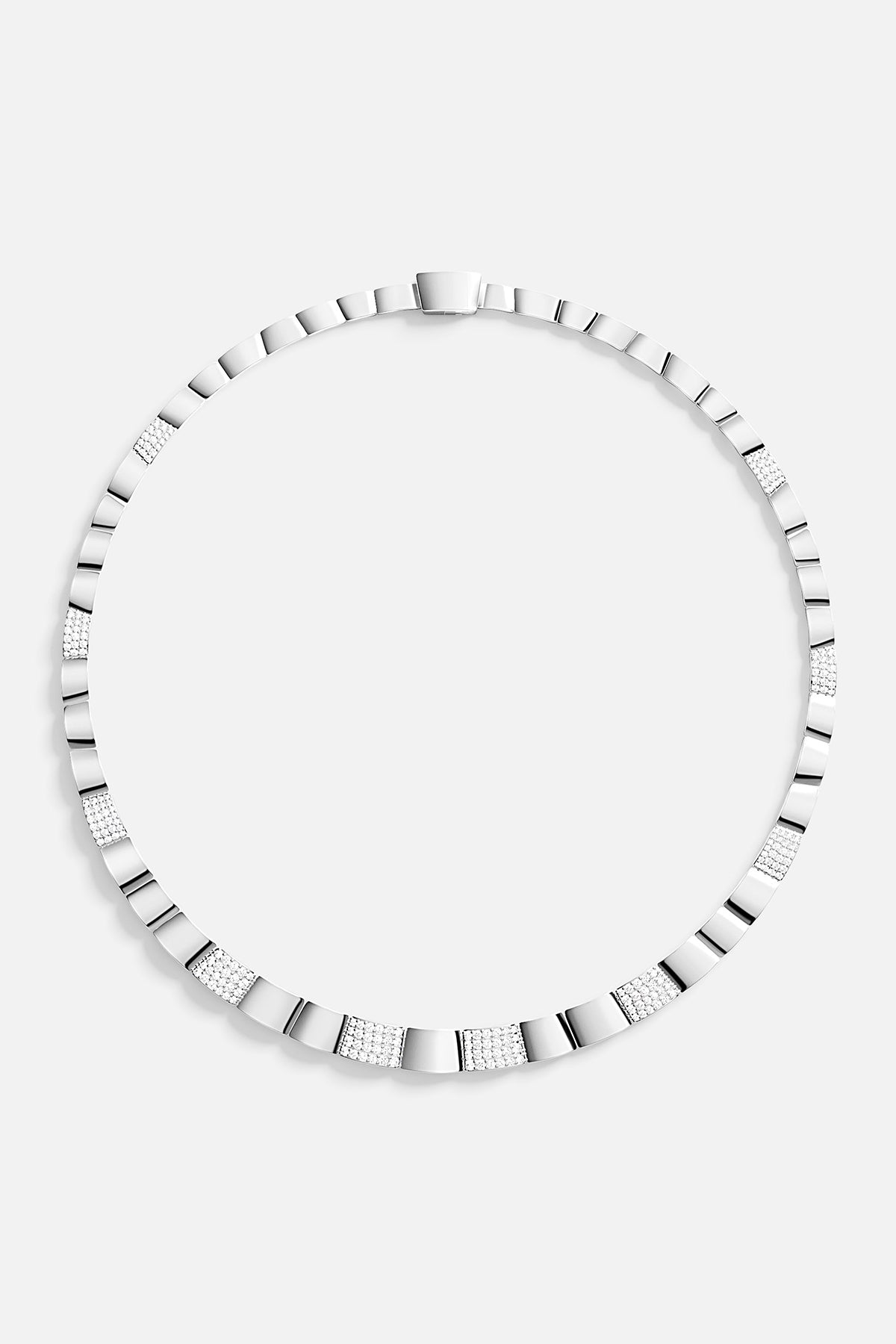 Silver necklace on a white background