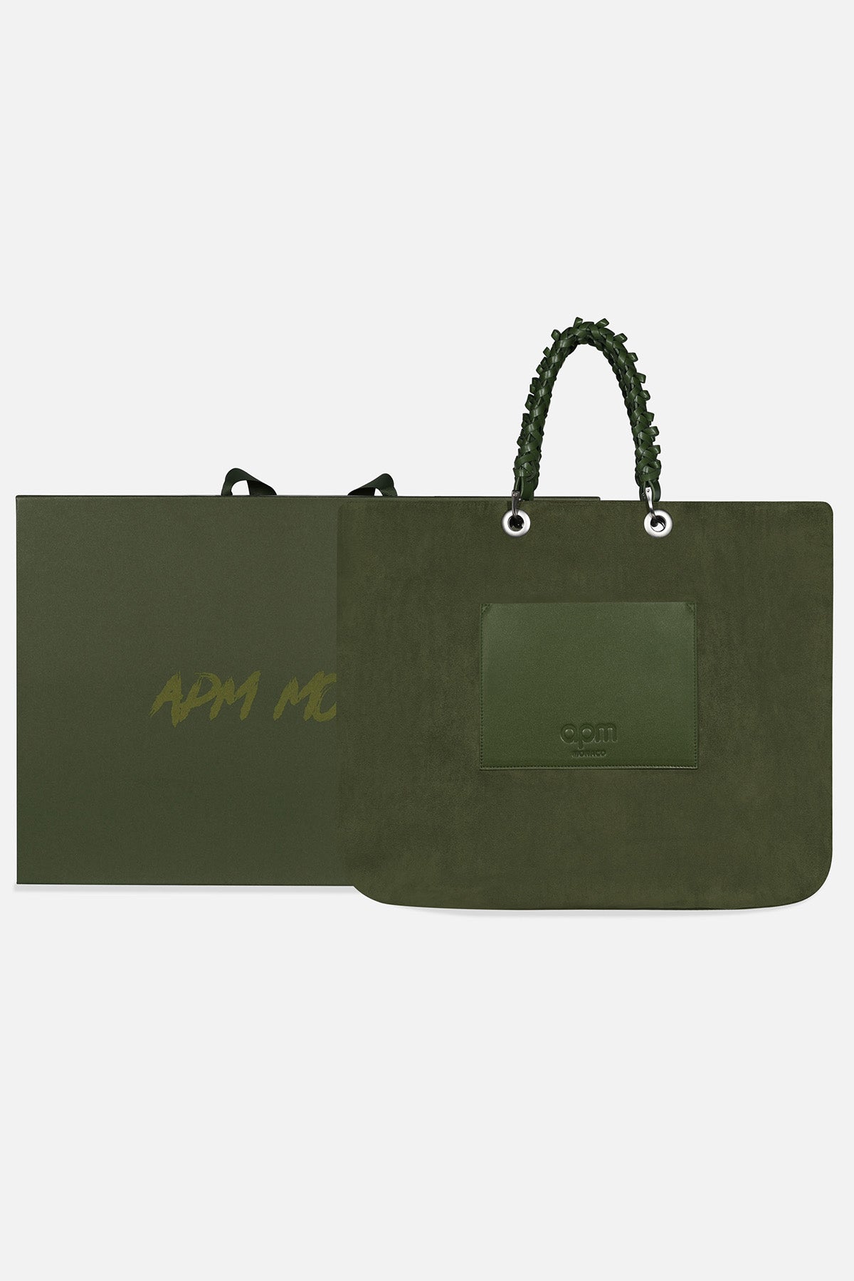 Green handbag on a light gray background