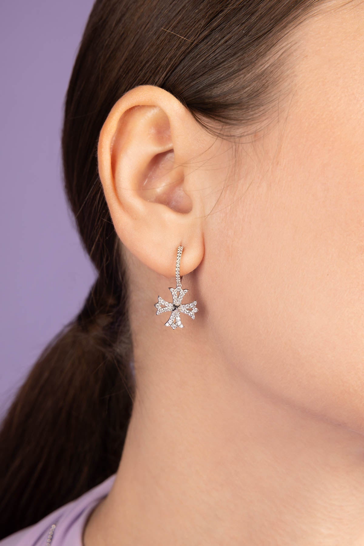 APM Monaco Cross Asymmetric Hoop Earrings