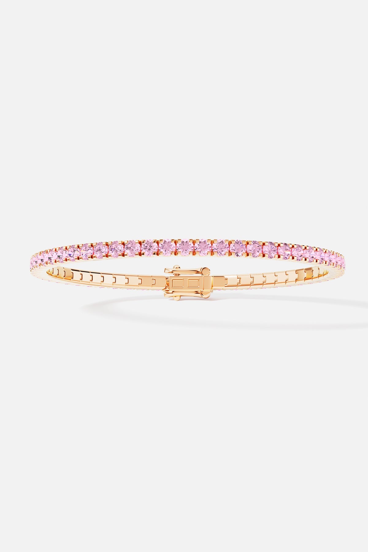 Bracelets APM Monaco, yellow gold pavé pink gemstone bracelet.