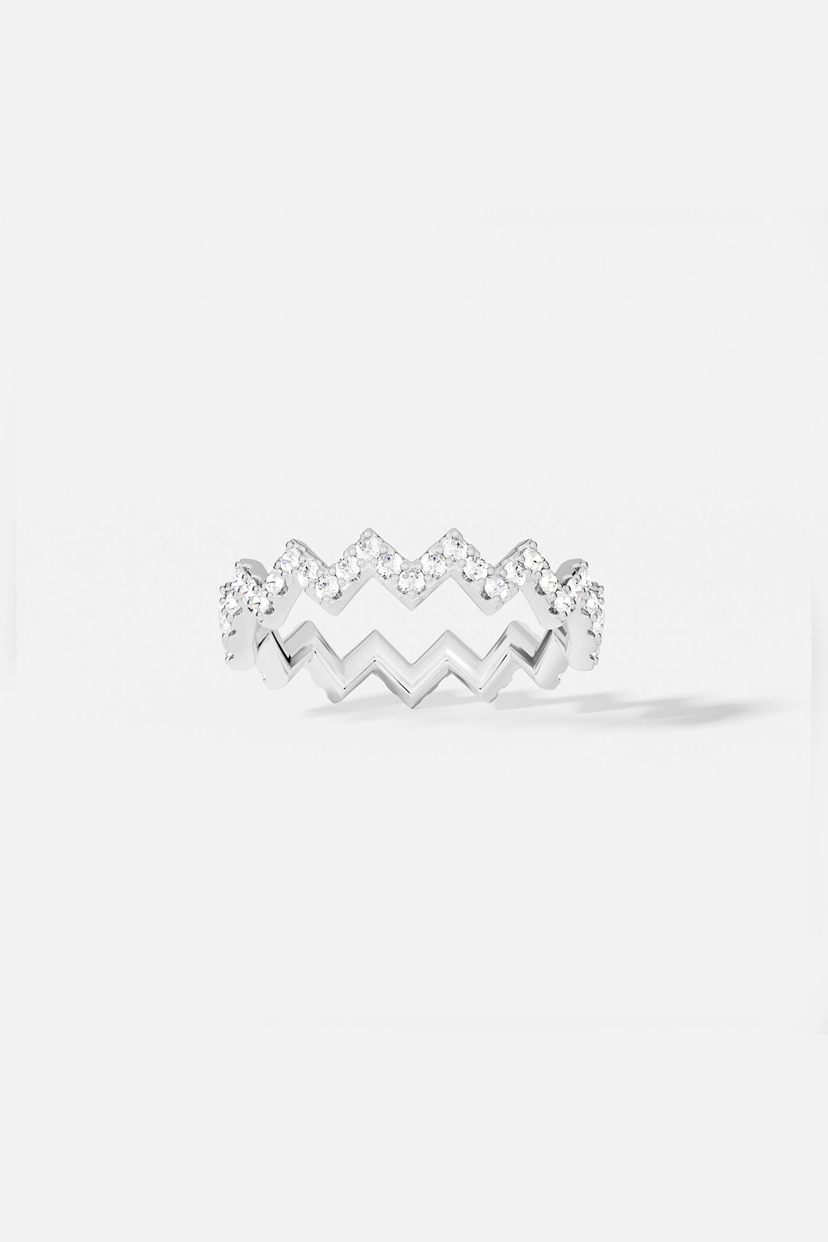 Rings APM Monaco, white up and down ring with small stones