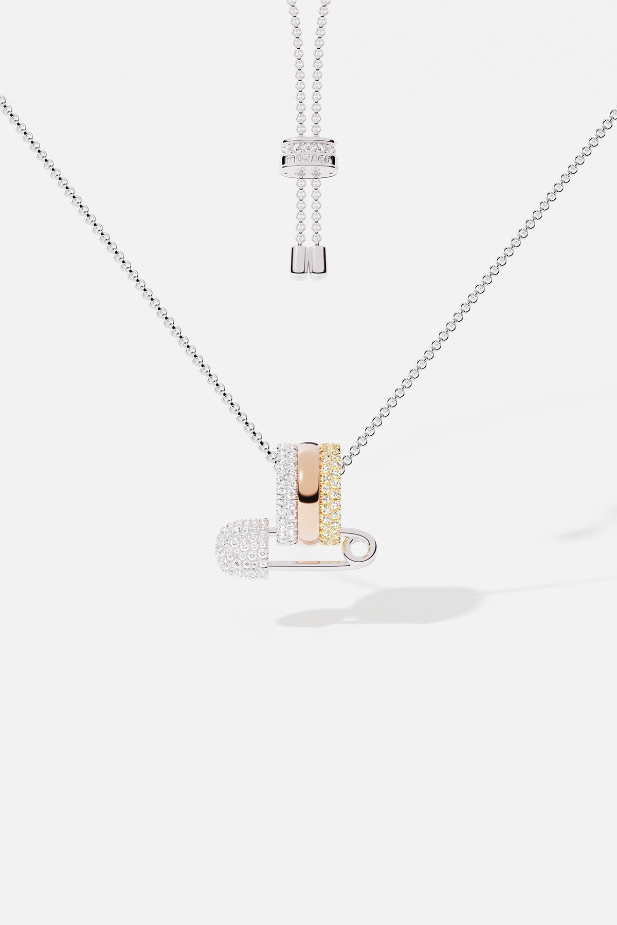 Safety pin necklace in 3 colors