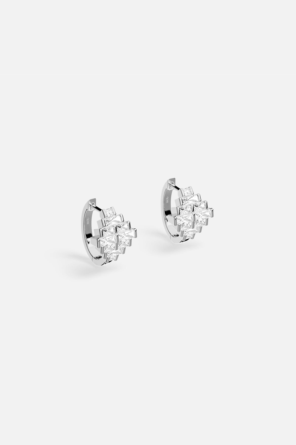 Art Deco Hoop Earrings in silver tone- APM Monaco