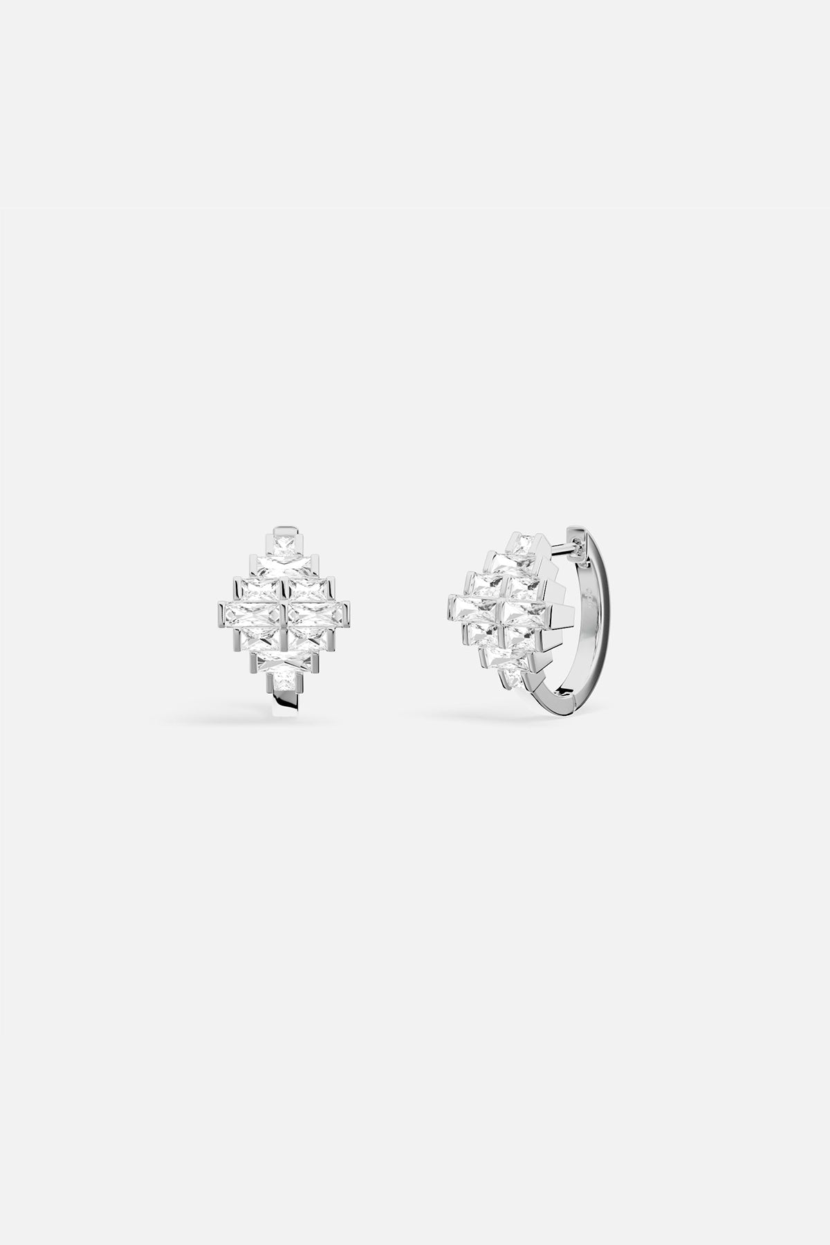 Art Deco Hoop Earrings in silver tone- APM Monaco