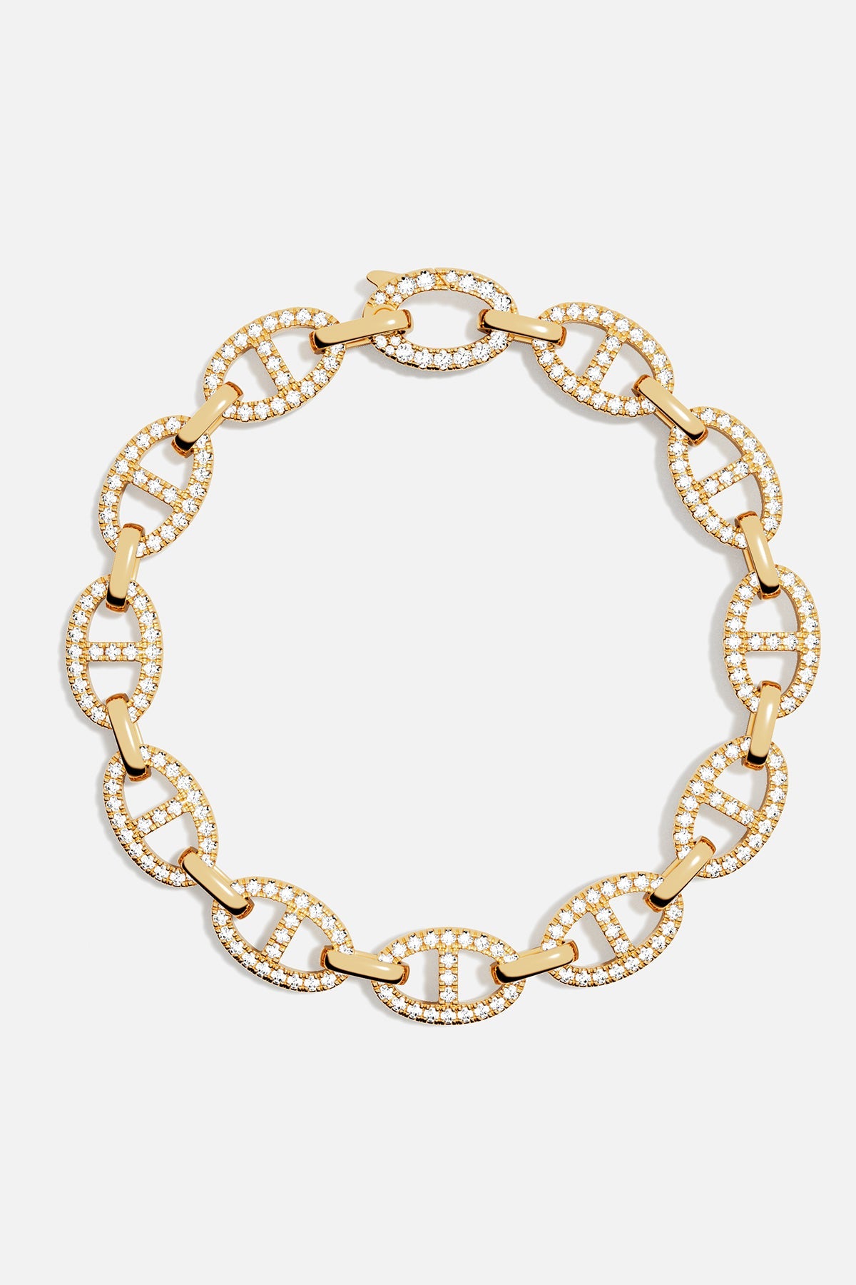 Bracelets APM Monaco: yellow gold chain link bracelet with pavé white diamonds.