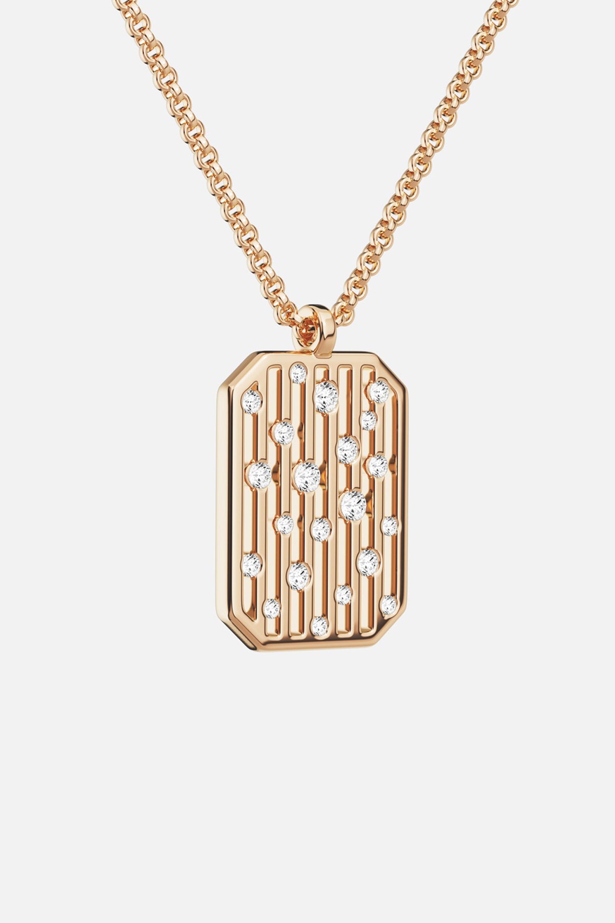 APM Monaco pendant necklace in warm gold color, scattered with quiet sparkle.