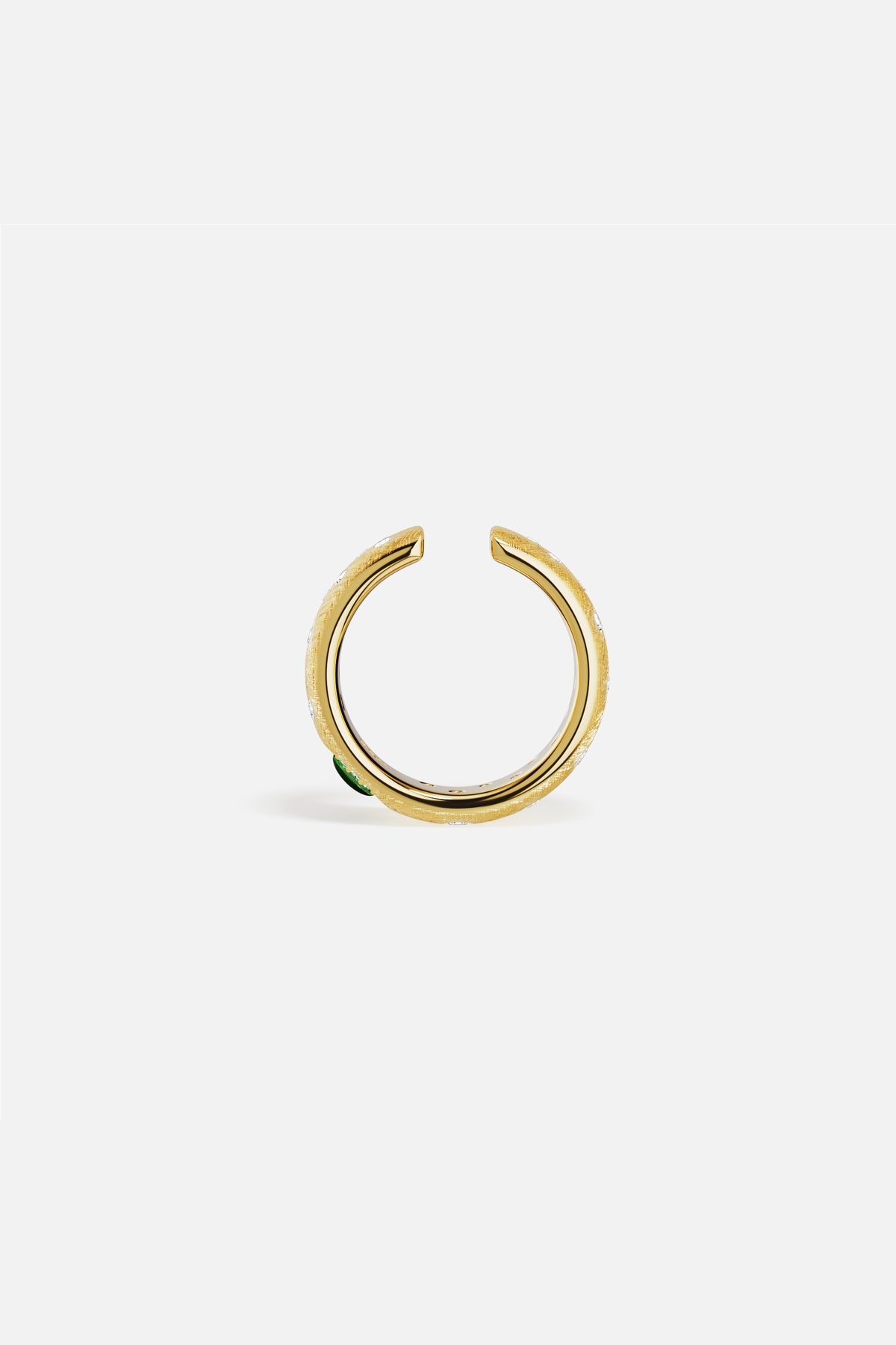 APM open Ring in golden color, a whisper of green elegance.