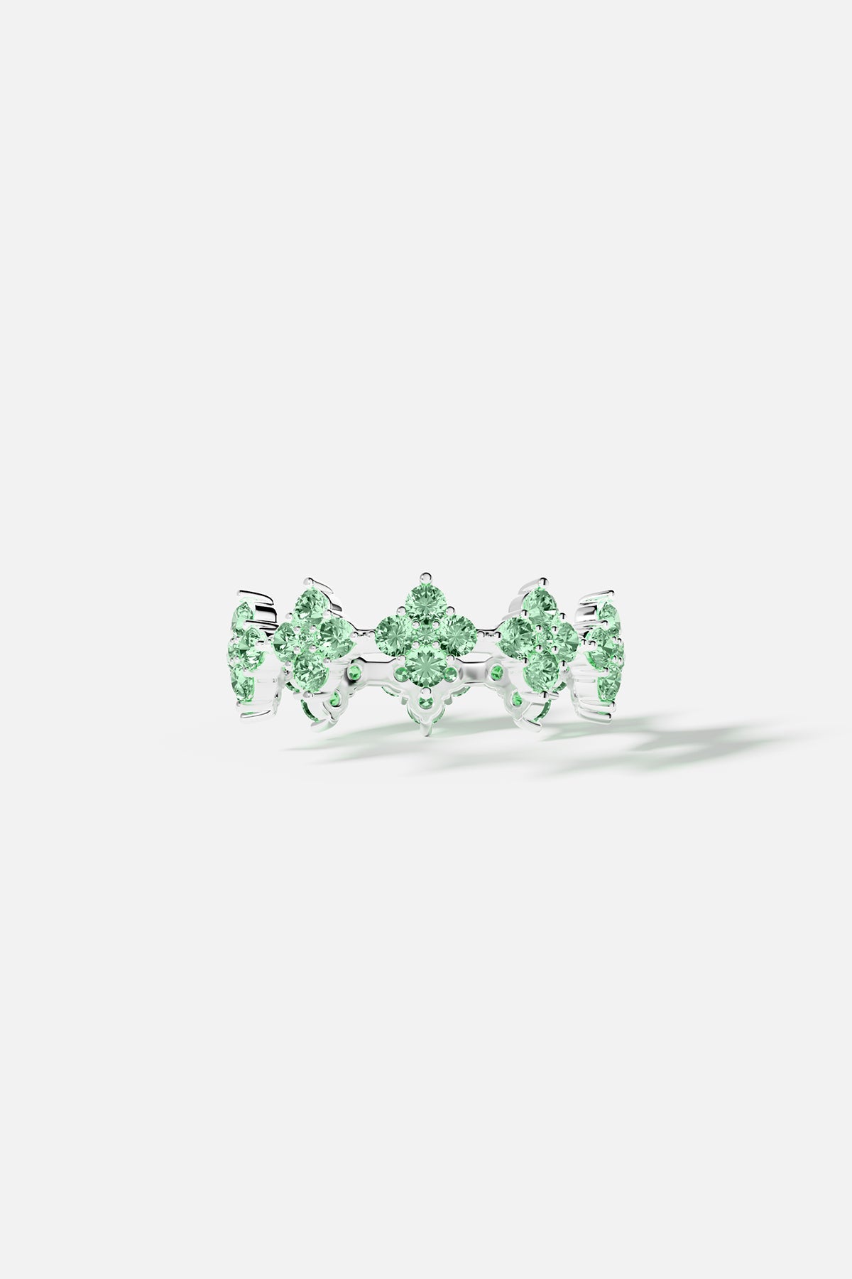 Rings APM Monaco white gold ring with pastel-green stones in a pavé-set design.
