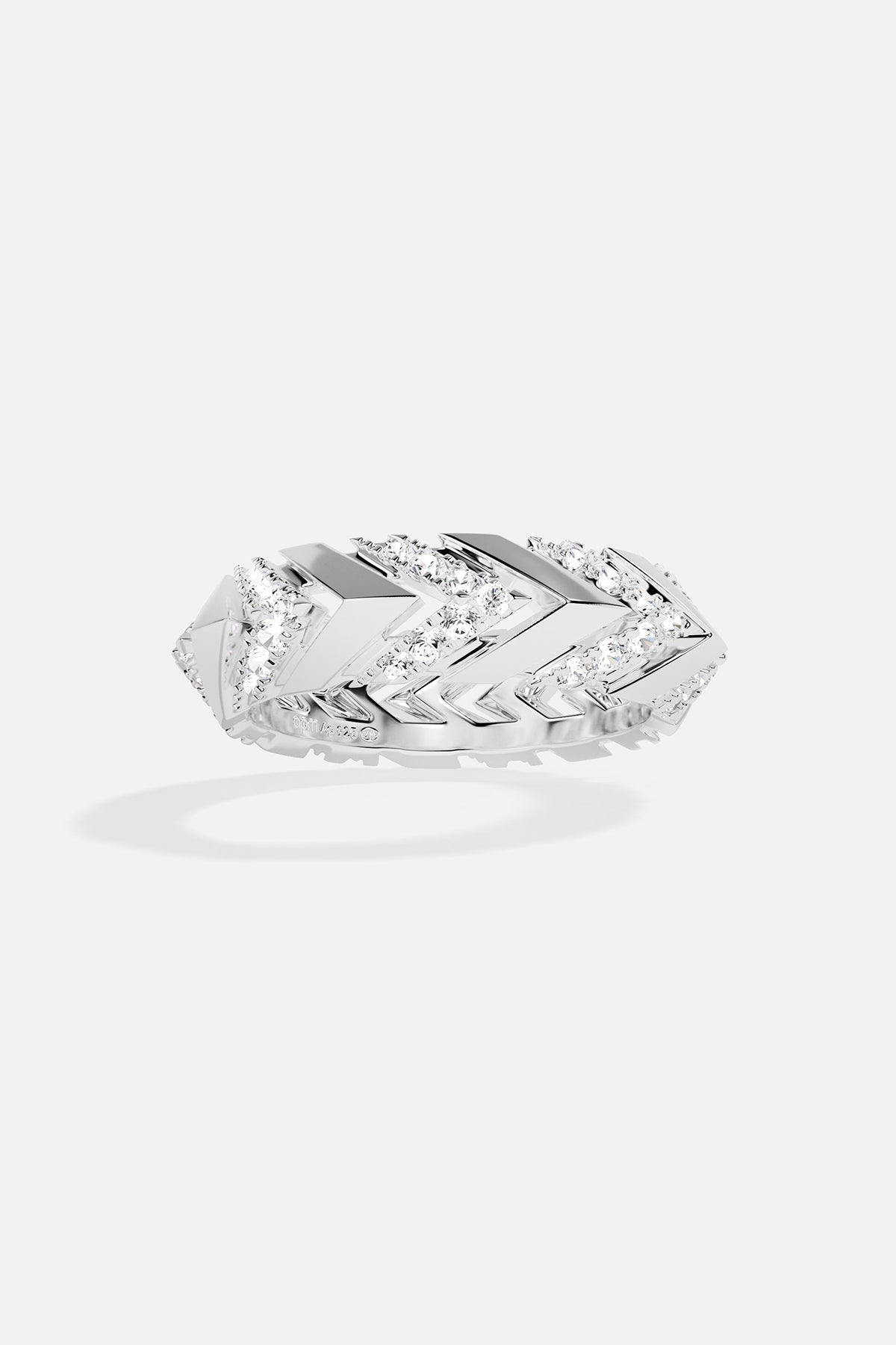 Silver ring on a white background