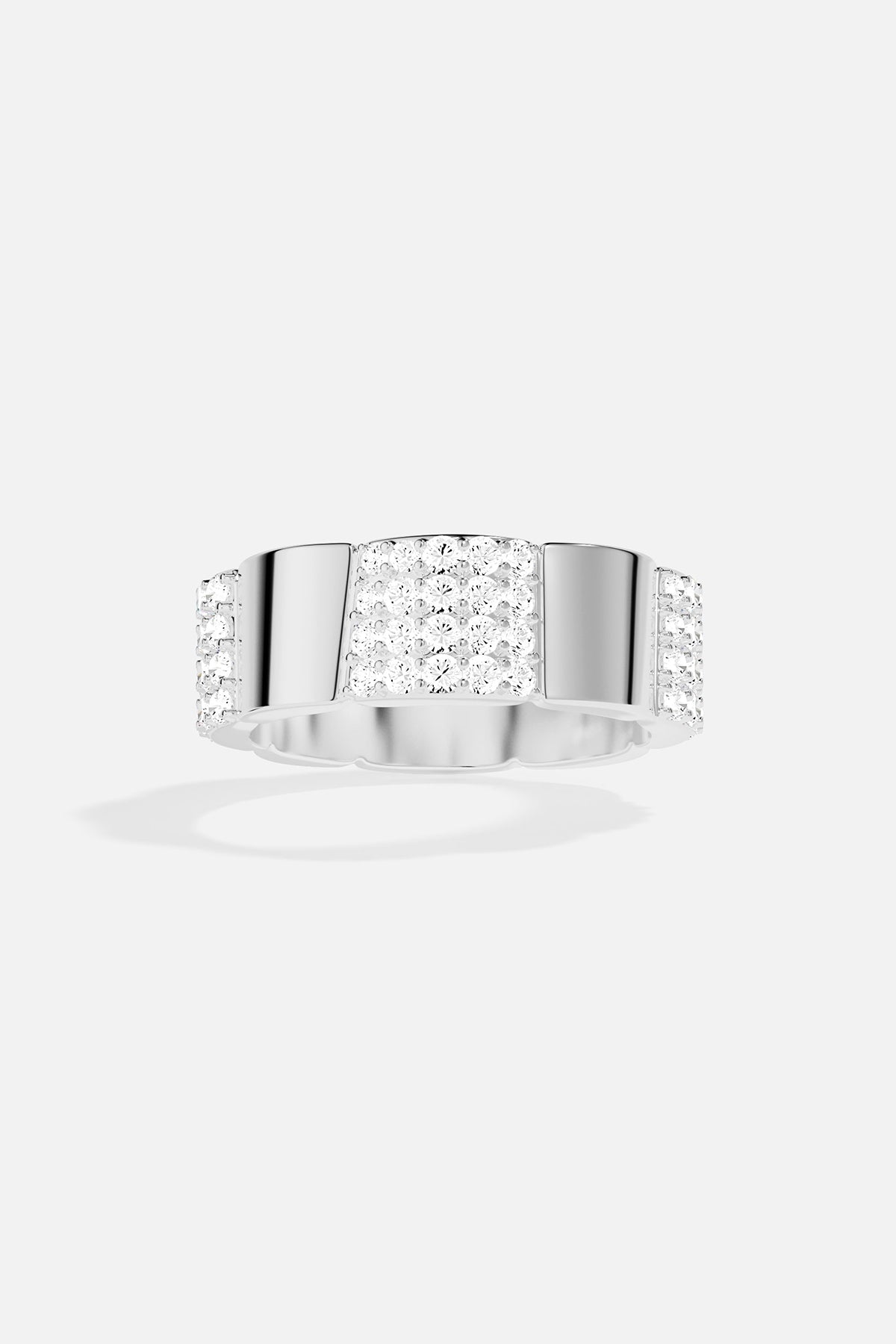 Silver ring on a white background