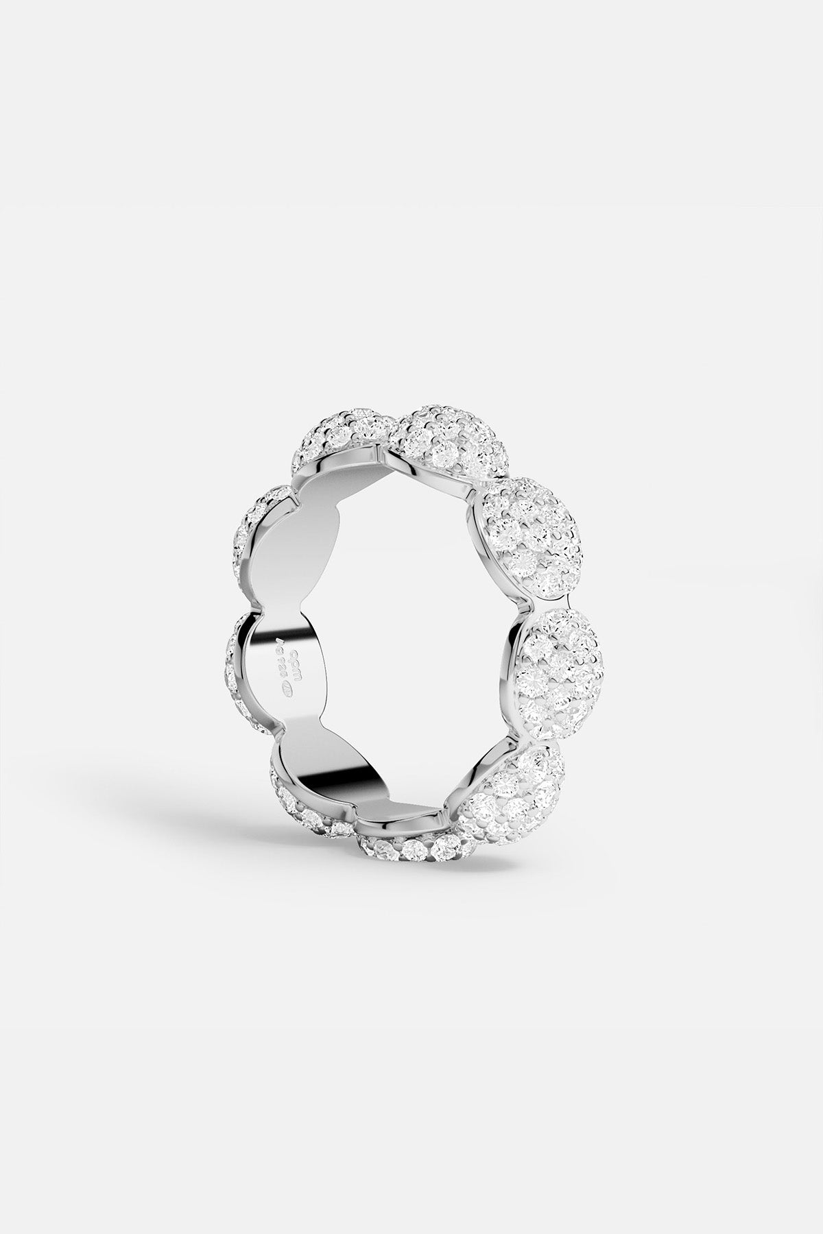 APM MONACO silver pave ring on a light gray background