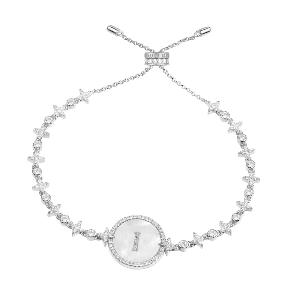 Bracelet APM Monaco white pavé letter I with diamonds.