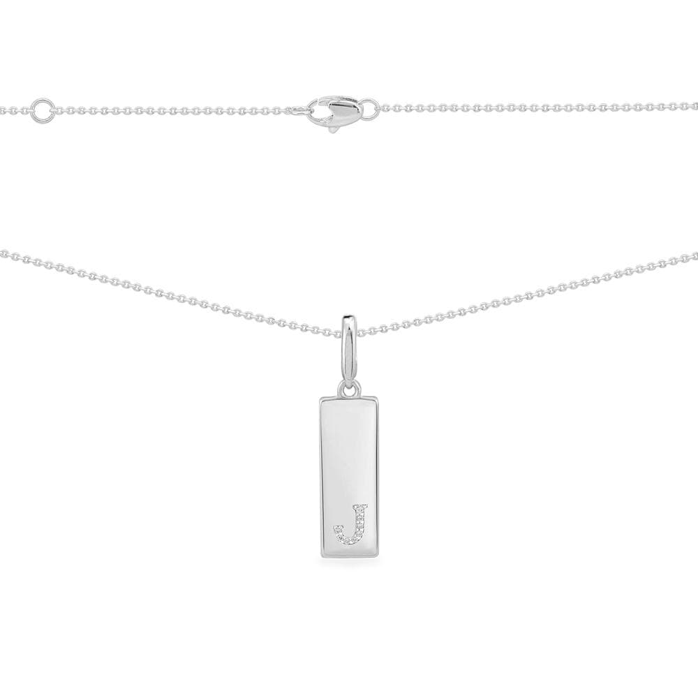 Necklaces APM Monaco, color tone White, chain necklace with a rectangular pendant bearing the letter J.