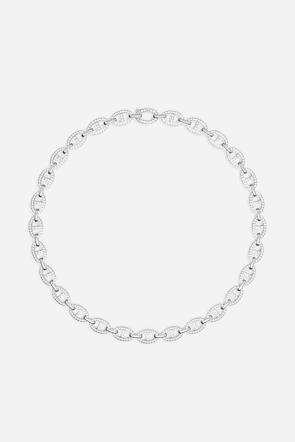 Necklaces APM Monaco: silver-tone Maille Marine chain necklace with pavé stones in an elaborate circular design.