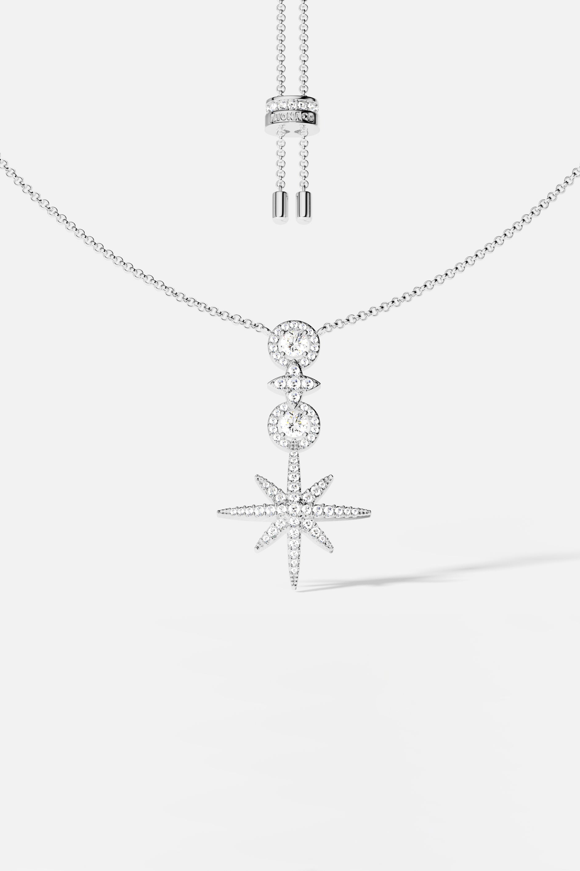 Necklaces APM Monaco adjustable silver-tone necklace with pavé circles.
