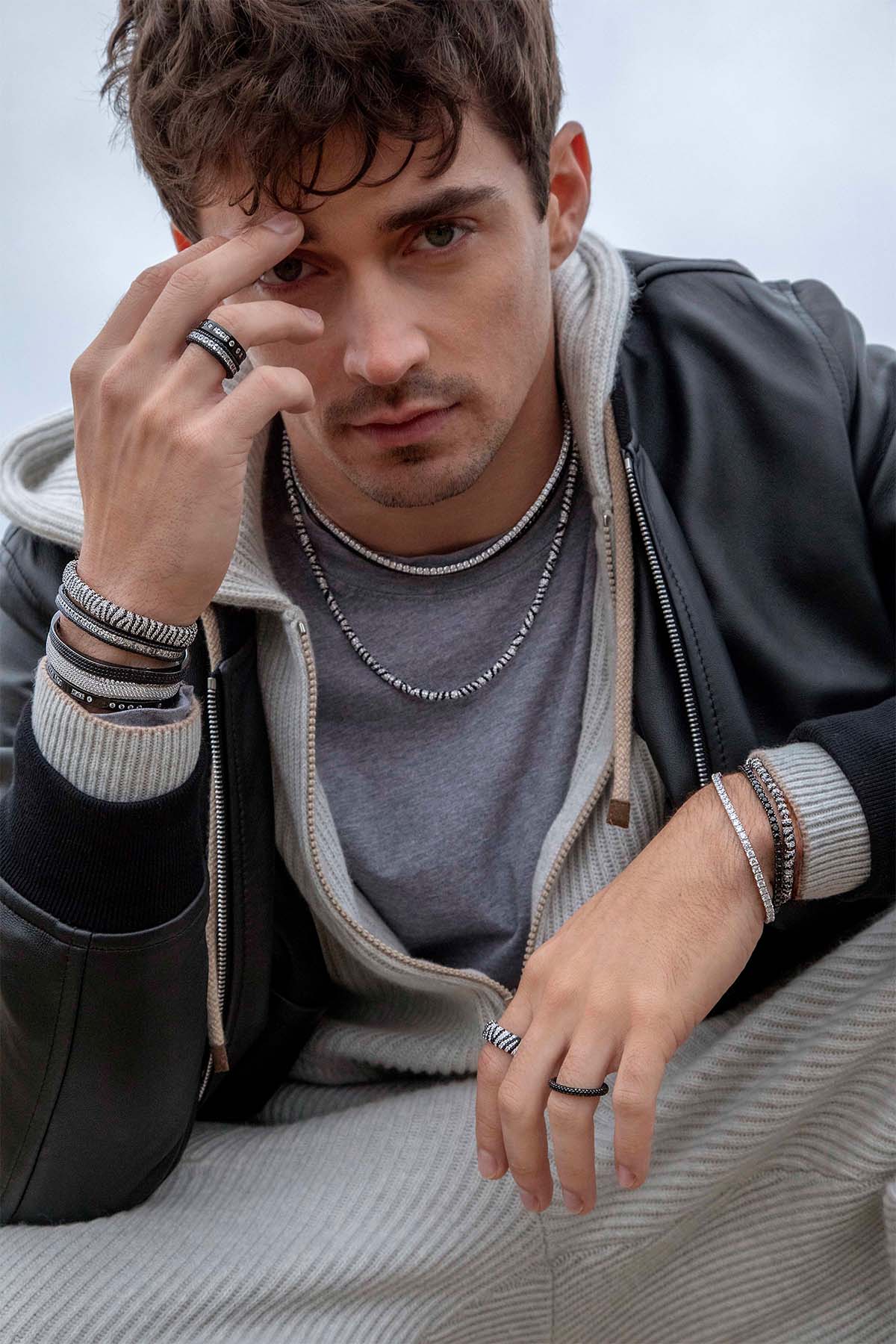 Necklaces APM Monaco zebra striped adjustable necklace in black and white design.