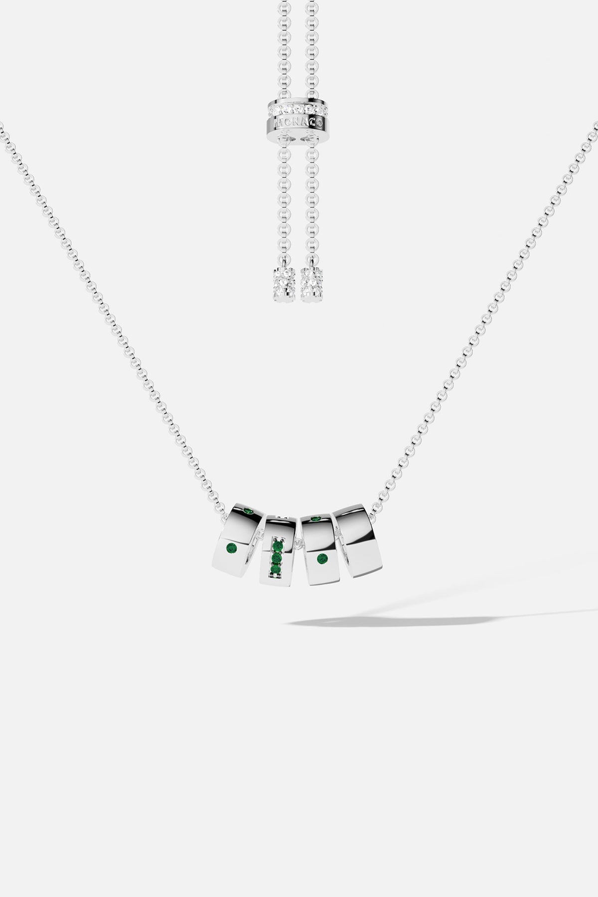 Silver necklace on a white background