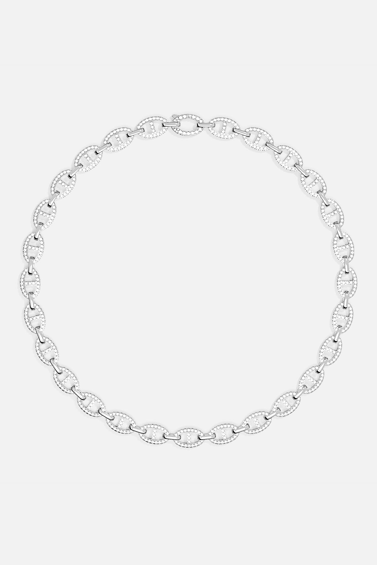 Necklaces APM Monaco: silver-tone Maille Marine chain necklace with pavé stones in an elaborate circular design.