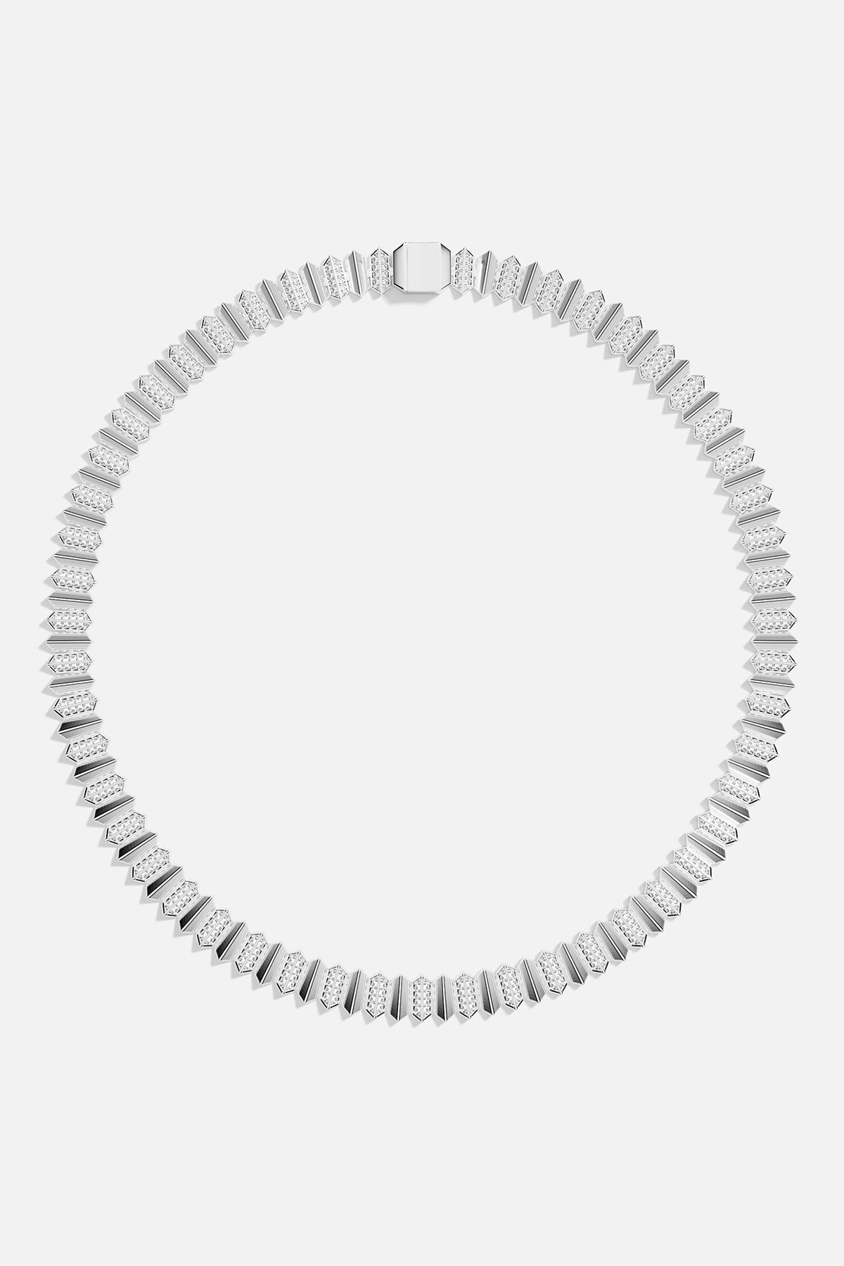 Silver necklace on a white background
