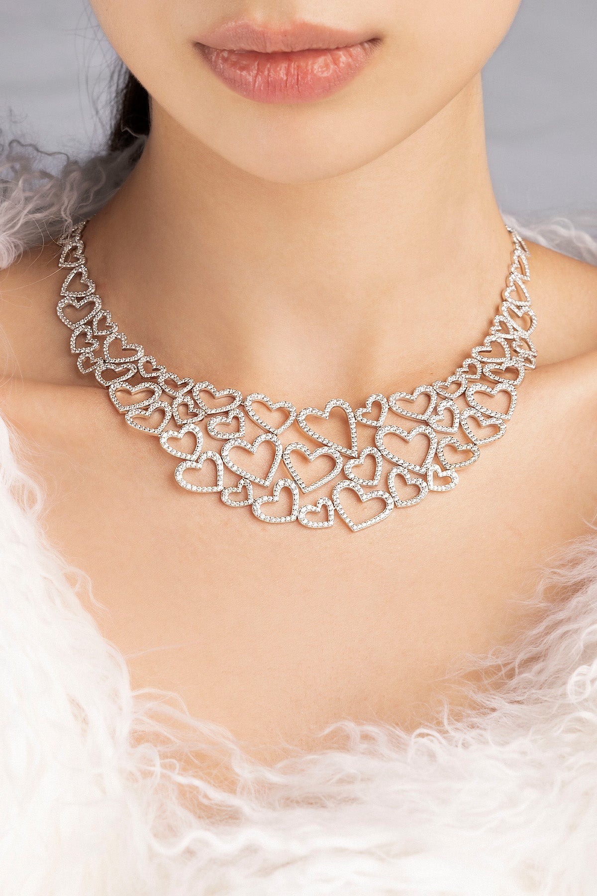 Statement Heart Necklace, White Alloy | APM Monaco