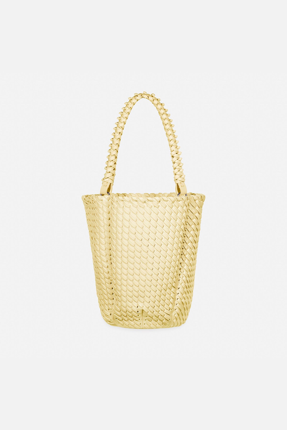 APM MONACO bucket yellow handbag on a white background