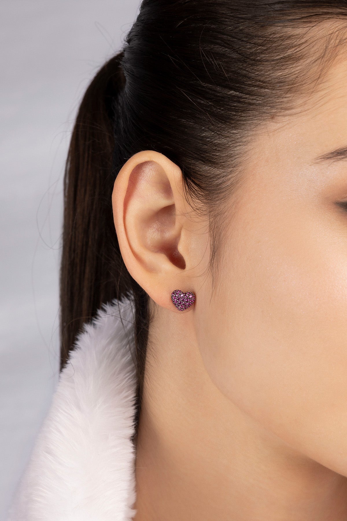フューシャ ハート スタッズピアス | APM Monaco