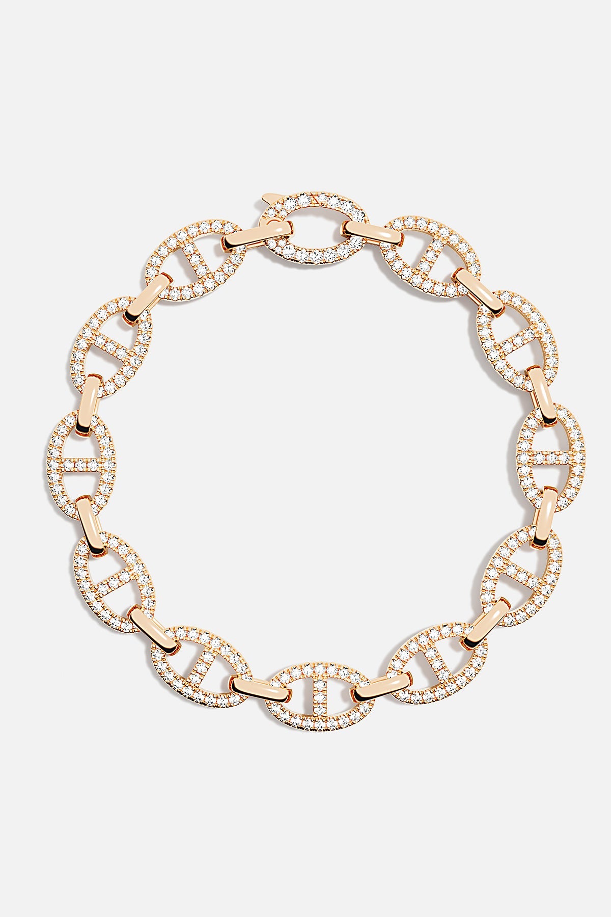 Bracelets APM Monaco: rose gold maille marine chain with diamond accents.