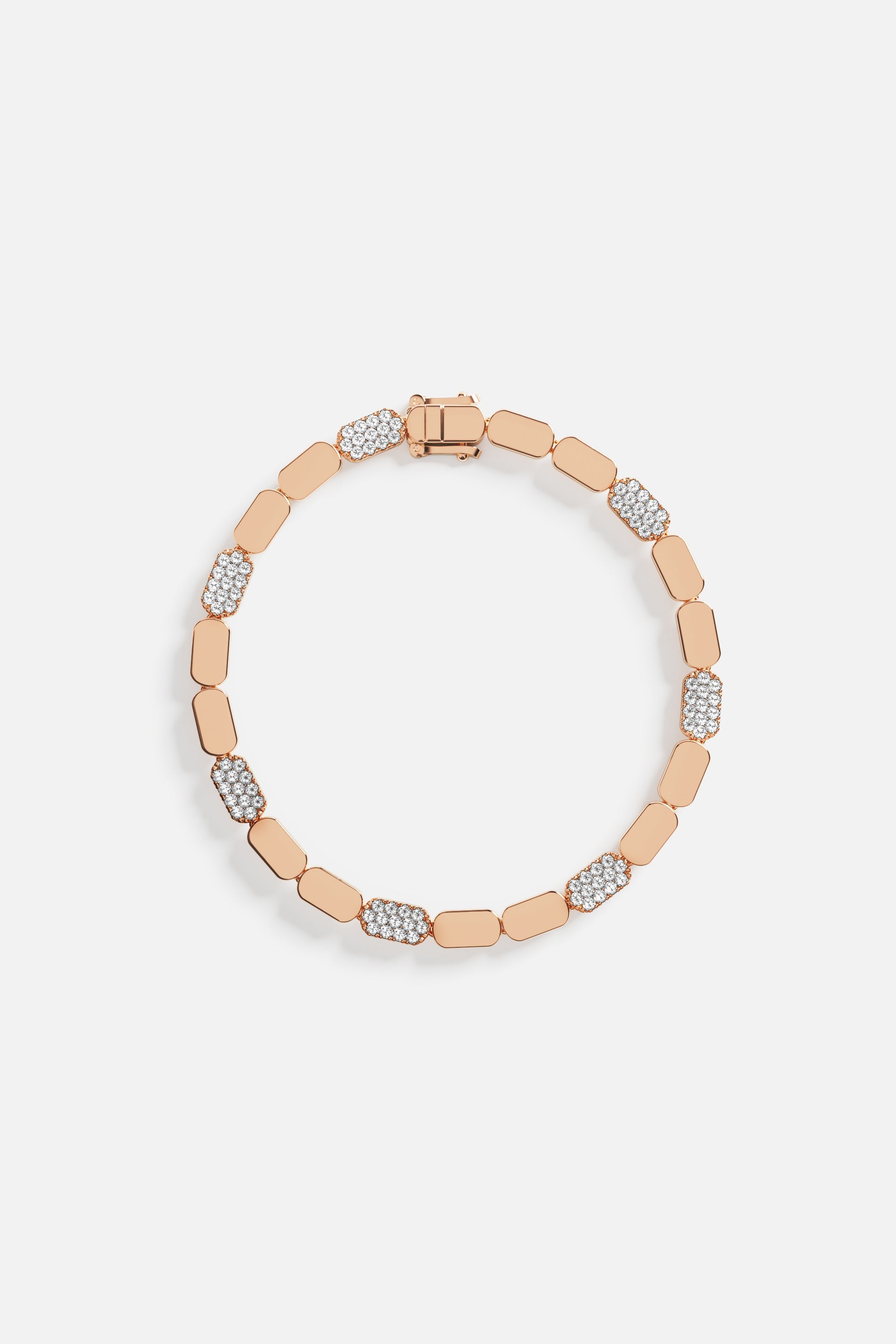 Bracelets APM Monaco rose gold bracelet with alternating pavé diamond rectangles.