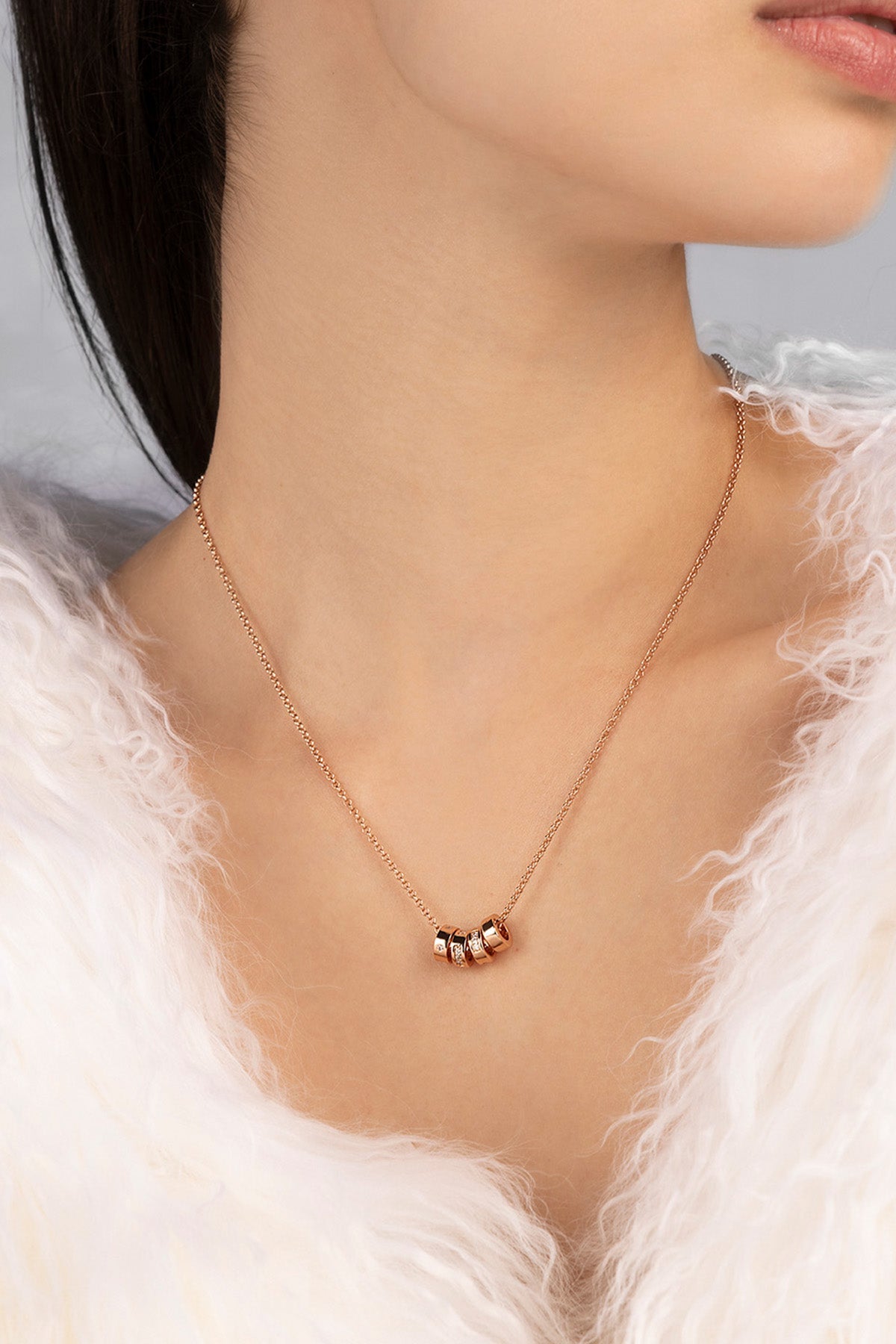 apm monaco ローズゴールド ハート型 ネックレス Pink Nacre Heart & Dot Adjustable Necklace | APM Monaco