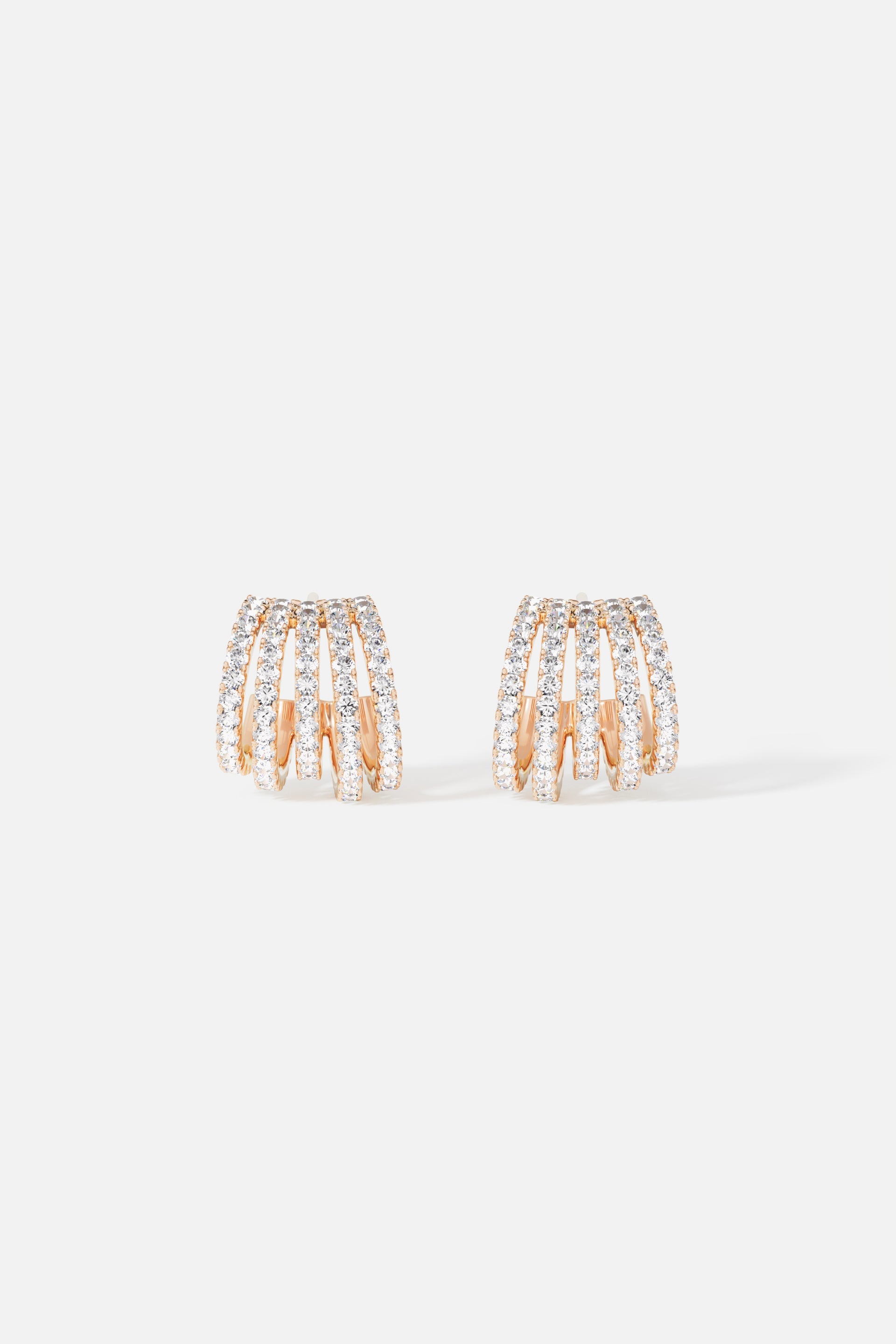 Earrings APM Monaco, yellow gold five-hoop design with pavé diamonds.