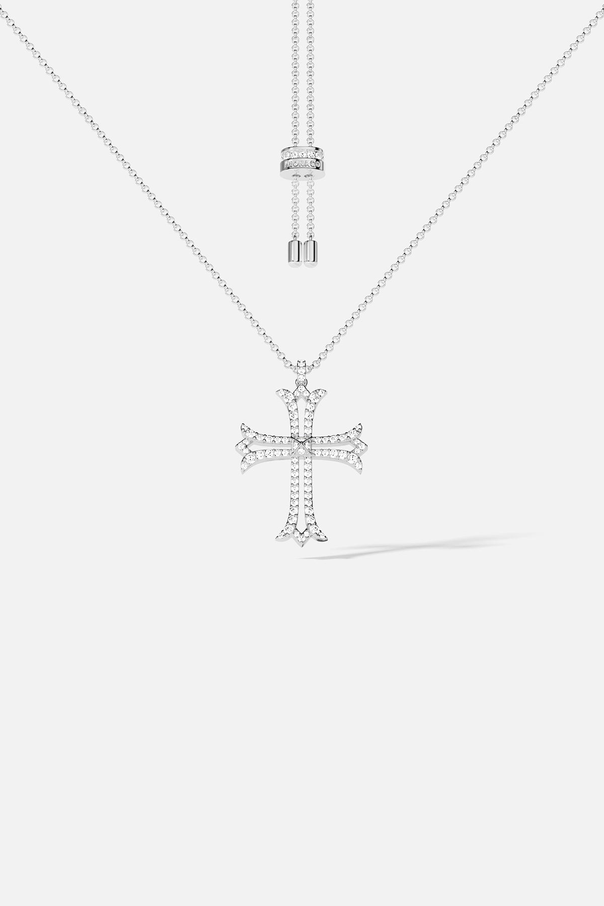 APM MONACO pave cross adjustable necklace
