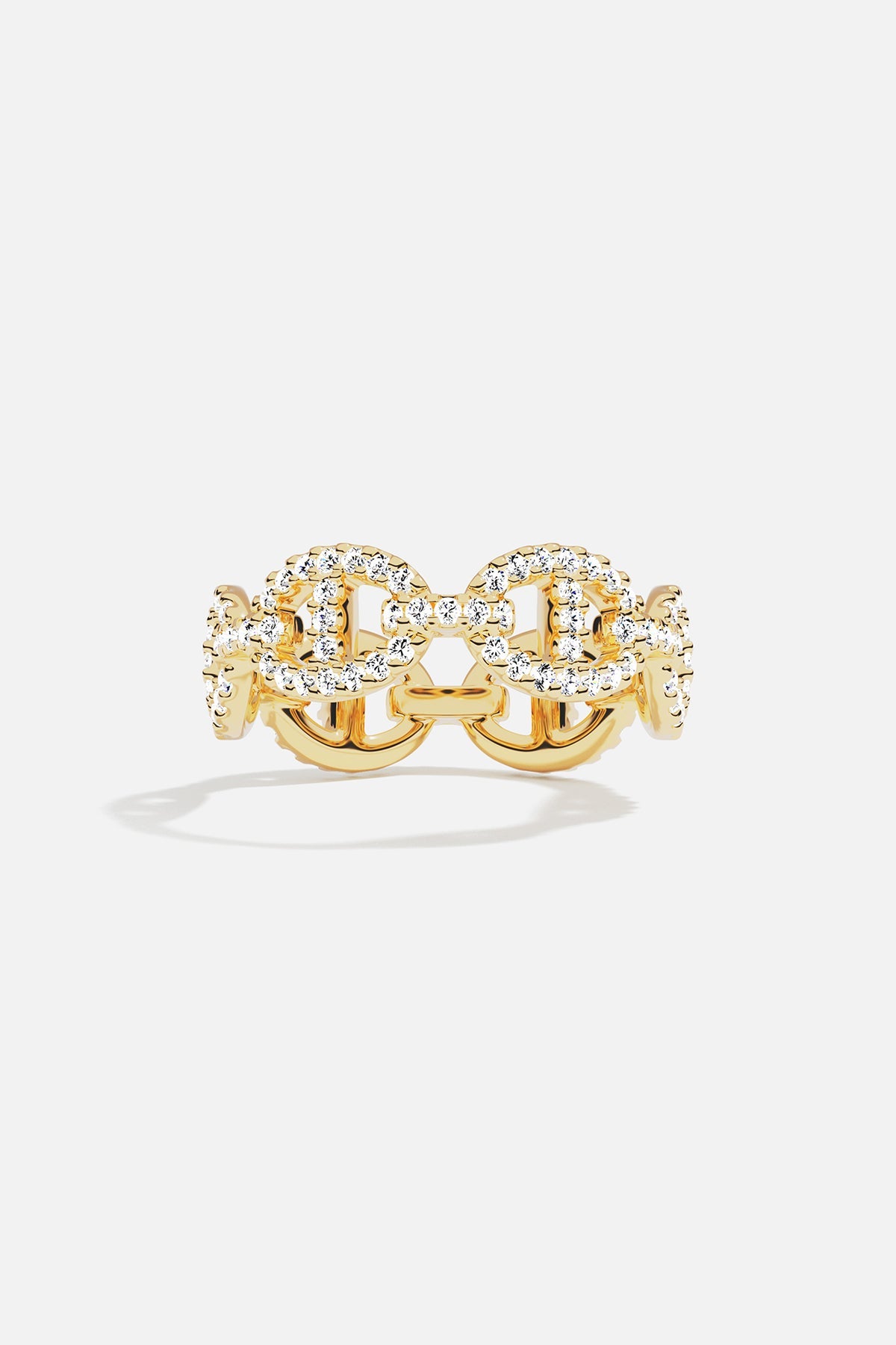 Ring APM Monaco maille marine ring in yellow gold tone with pavé diamond accents.
