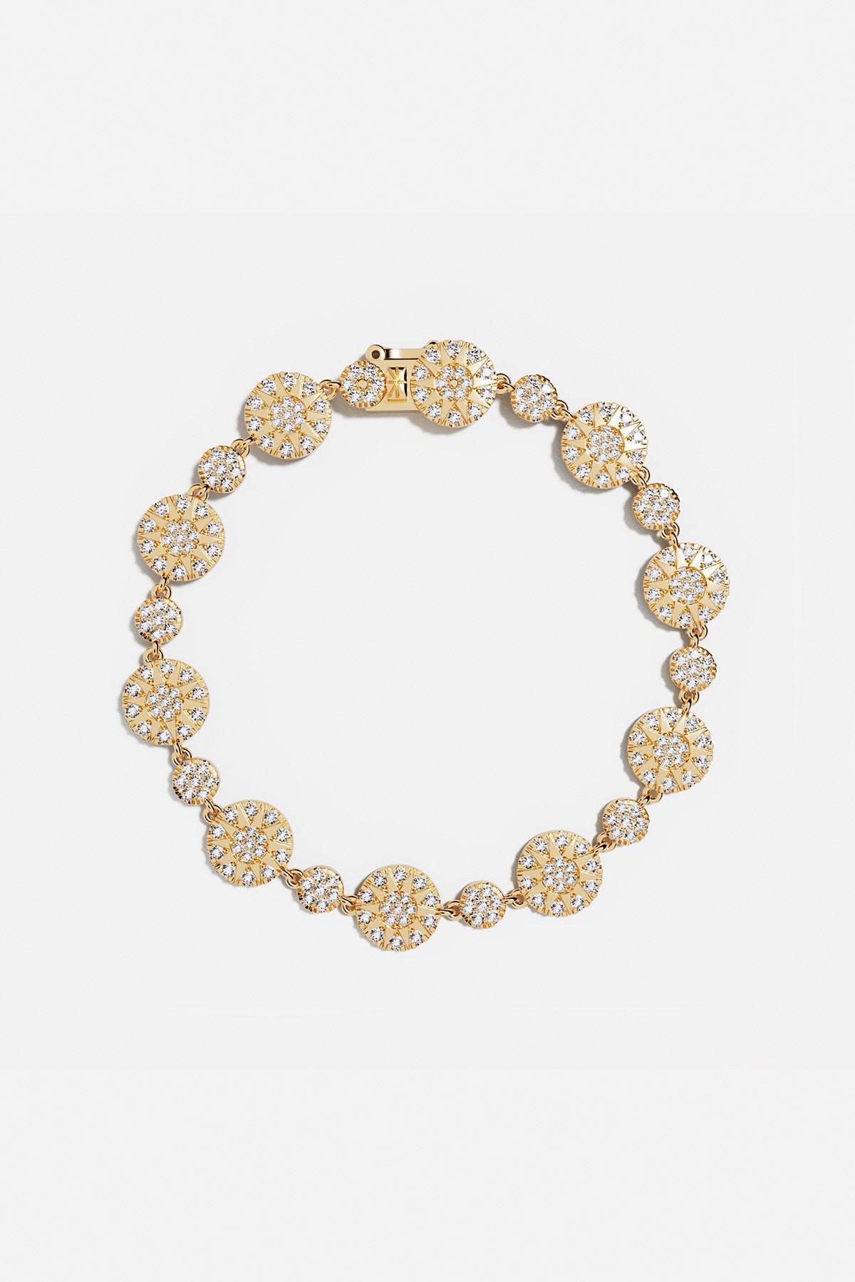 Bracelets APM Monaco yellow gold pavé diamond bracelet with a delicate chain.
