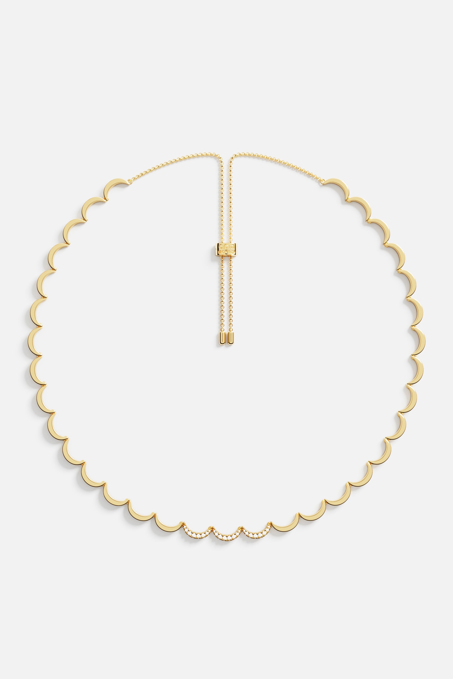 Necklaces APM Monaco, yellow gold adjustable necklace with a wavy scalloped design.
