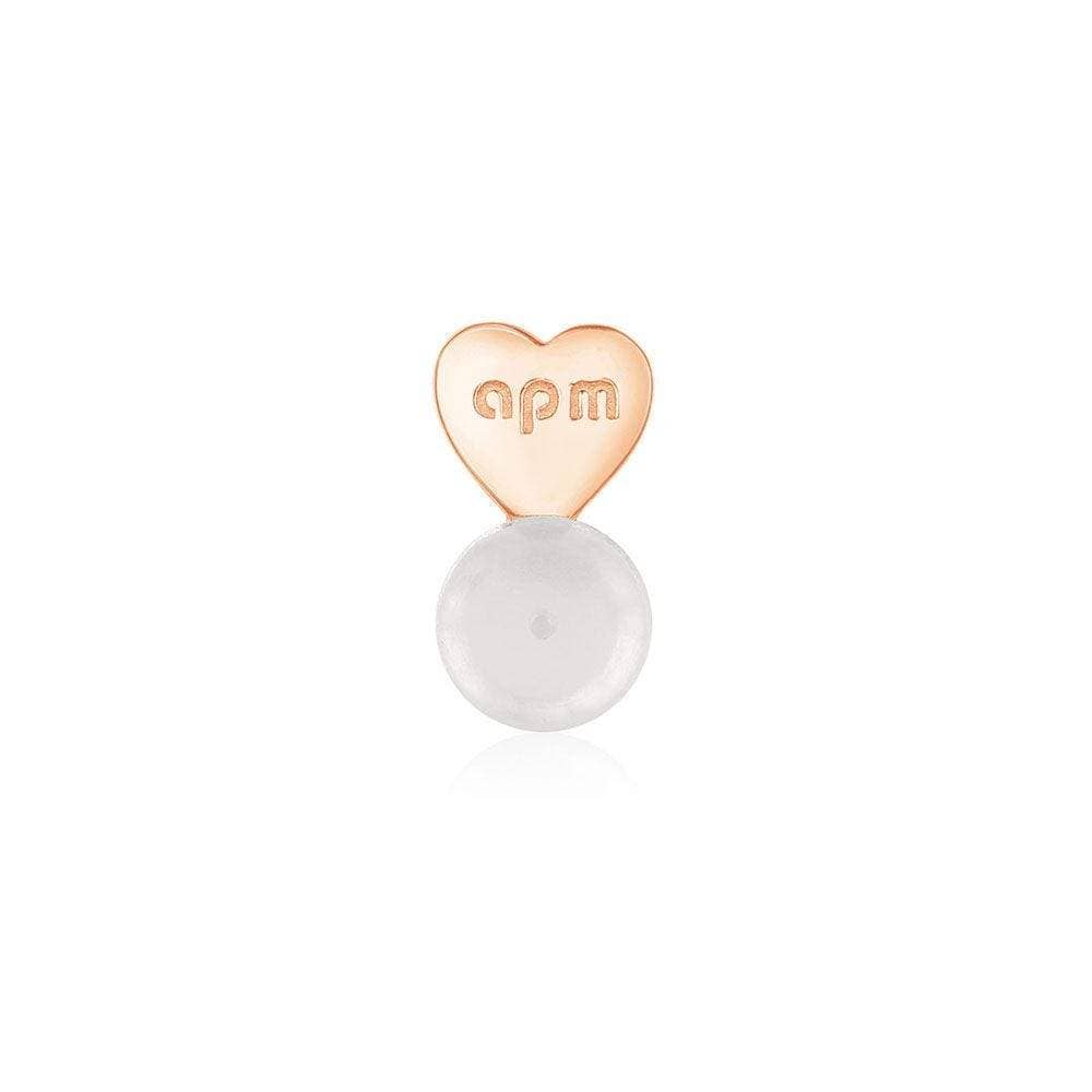 Earrings APM Monaco – silver-tone drop earrings with a circular disc and a heart charm.